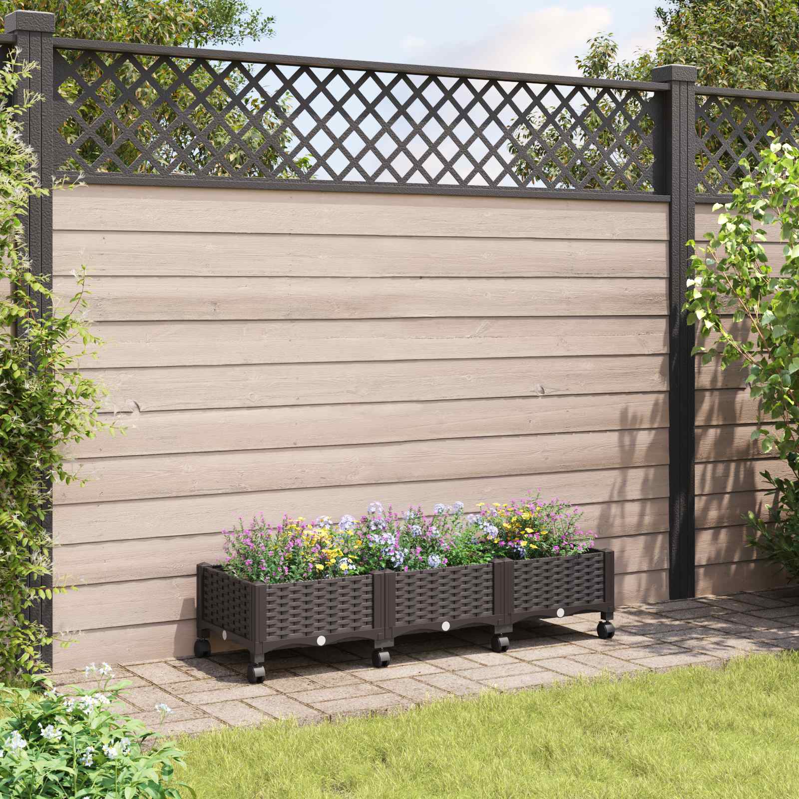 Tuinschaal met wielen Bruin 120 x 40 x 29 cm PP is nu te koop bij PeponiXL, paradijselijk wonen!