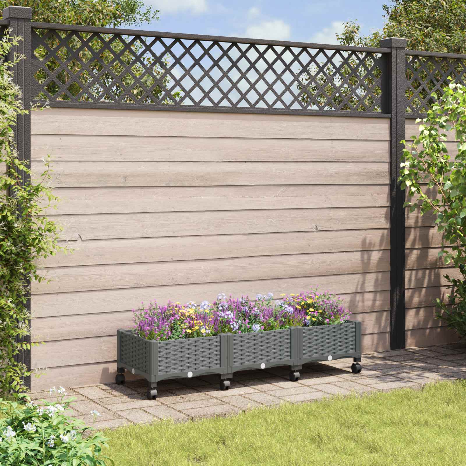 Tuinschaal met wielen Lichtgrijs 120 x 40 x 33 cm PP is nu te koop bij PeponiXL, paradijselijk wonen!