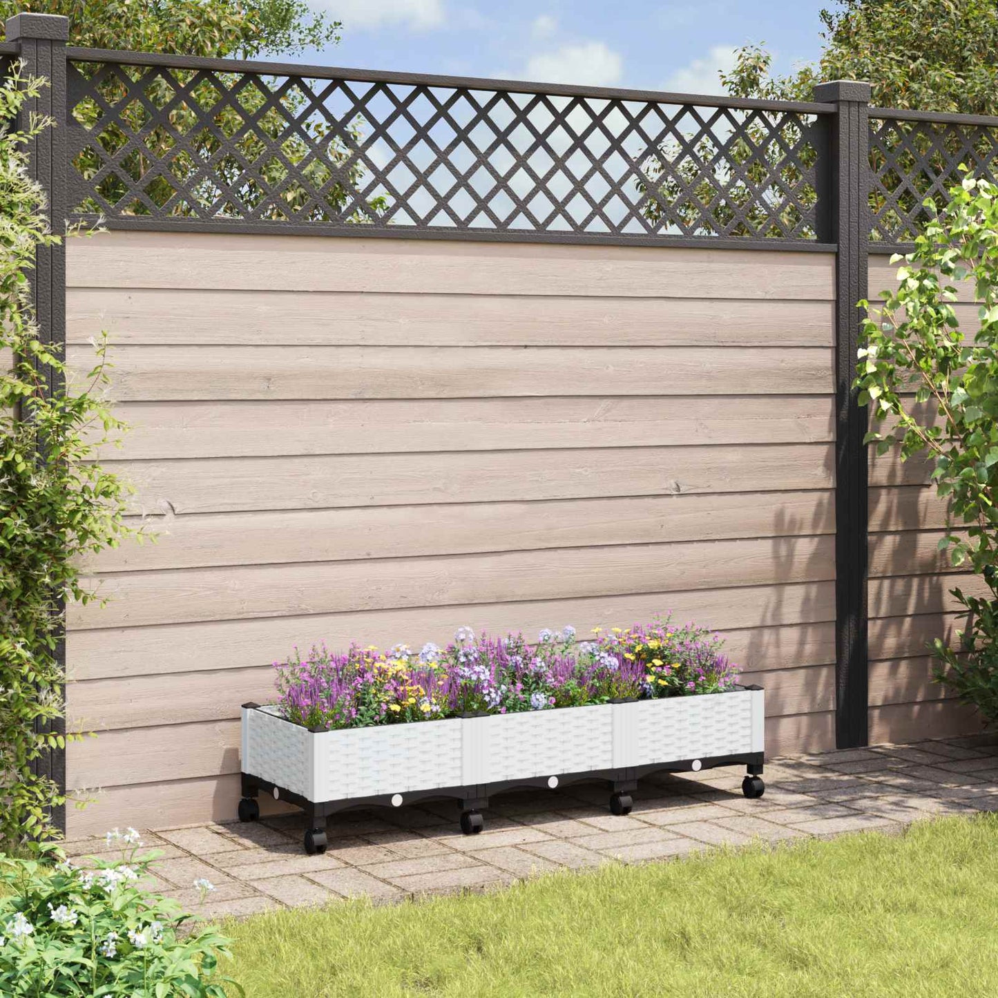 Tuinschaal met wielen Wit 120 x 40 x 33 cm PP is nu te koop bij PeponiXL, paradijselijk wonen!