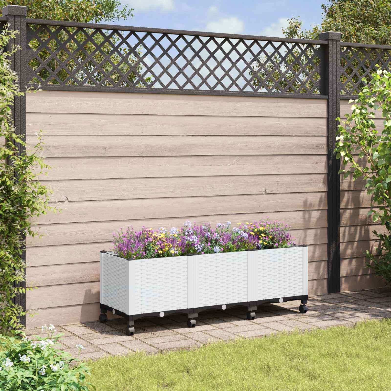 Tuinschaal met wielen Wit 120 x 40 x 48 cm PP is nu te koop bij PeponiXL, paradijselijk wonen!