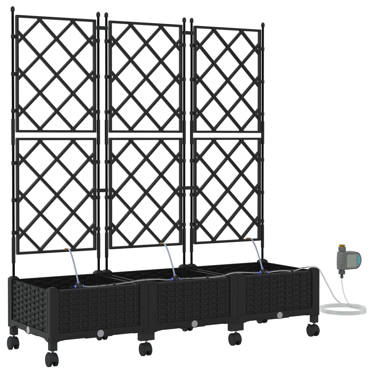 Tuin Pot met Irrigatie en Wielen 3 st Zwart 120 x 40 x 132 cm is nu te koop bij PeponiXL, paradijselijk wonen!