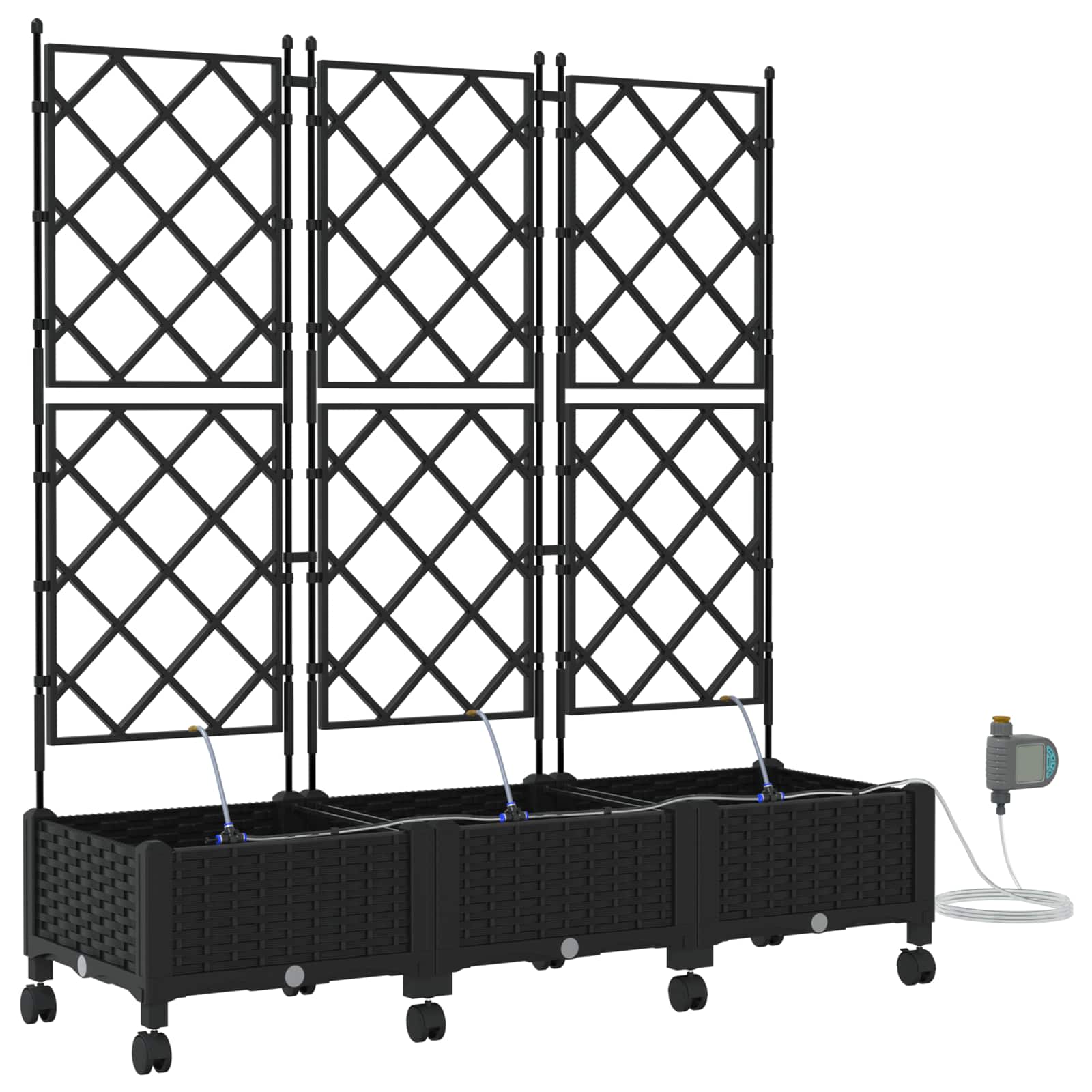Tuin Pot met Irrigatie en Wielen 3 st Zwart 120 x 40 x 132 cm is nu te koop bij PeponiXL, paradijselijk wonen!