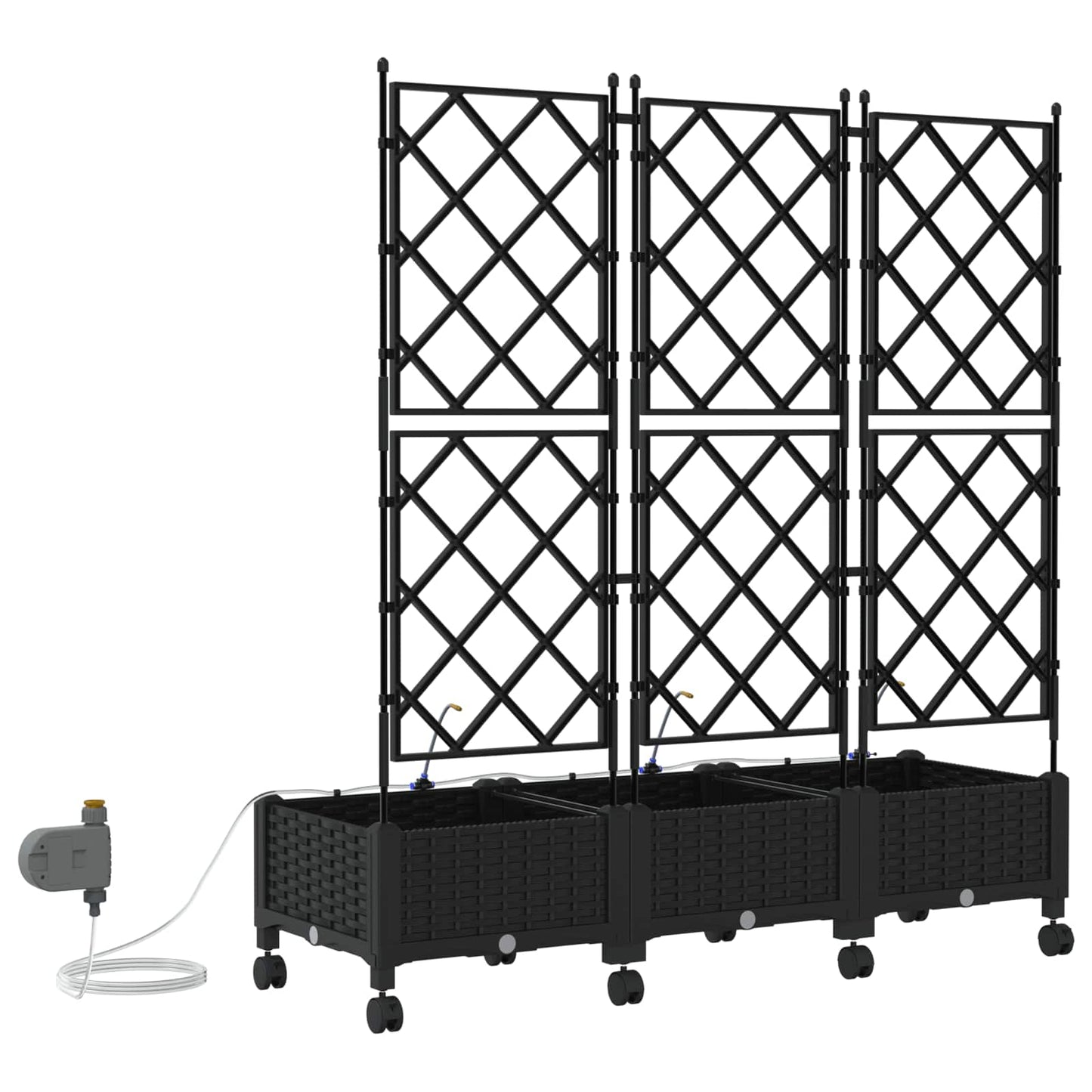 Tuin Pot met Irrigatie en Wielen 3 st Zwart 120 x 40 x 132 cm is nu te koop bij PeponiXL, paradijselijk wonen!