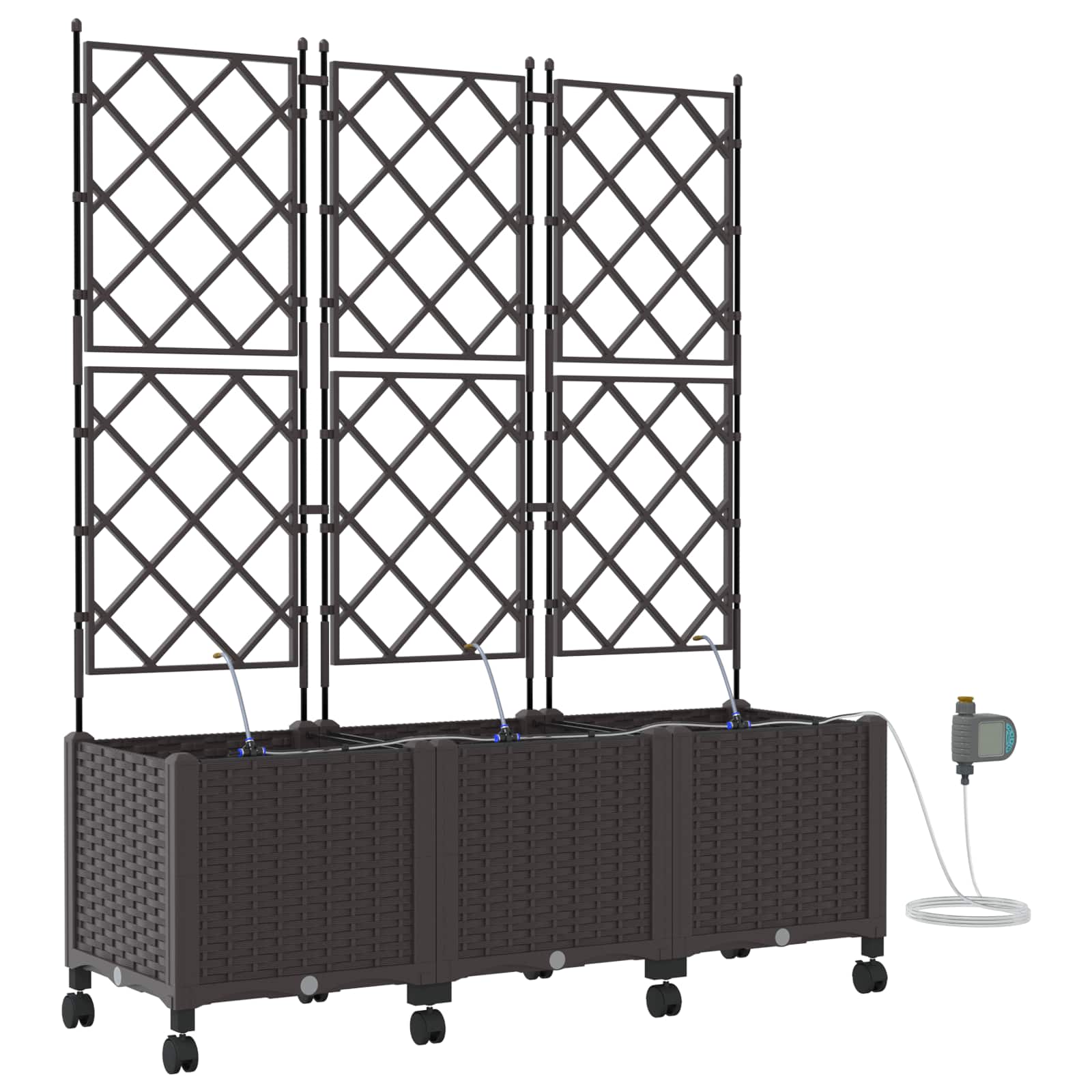Tuin Pot met Irrigatie en Wielen 3 st Bruin 120 x 40 x 148 cm is nu te koop bij PeponiXL, paradijselijk wonen!