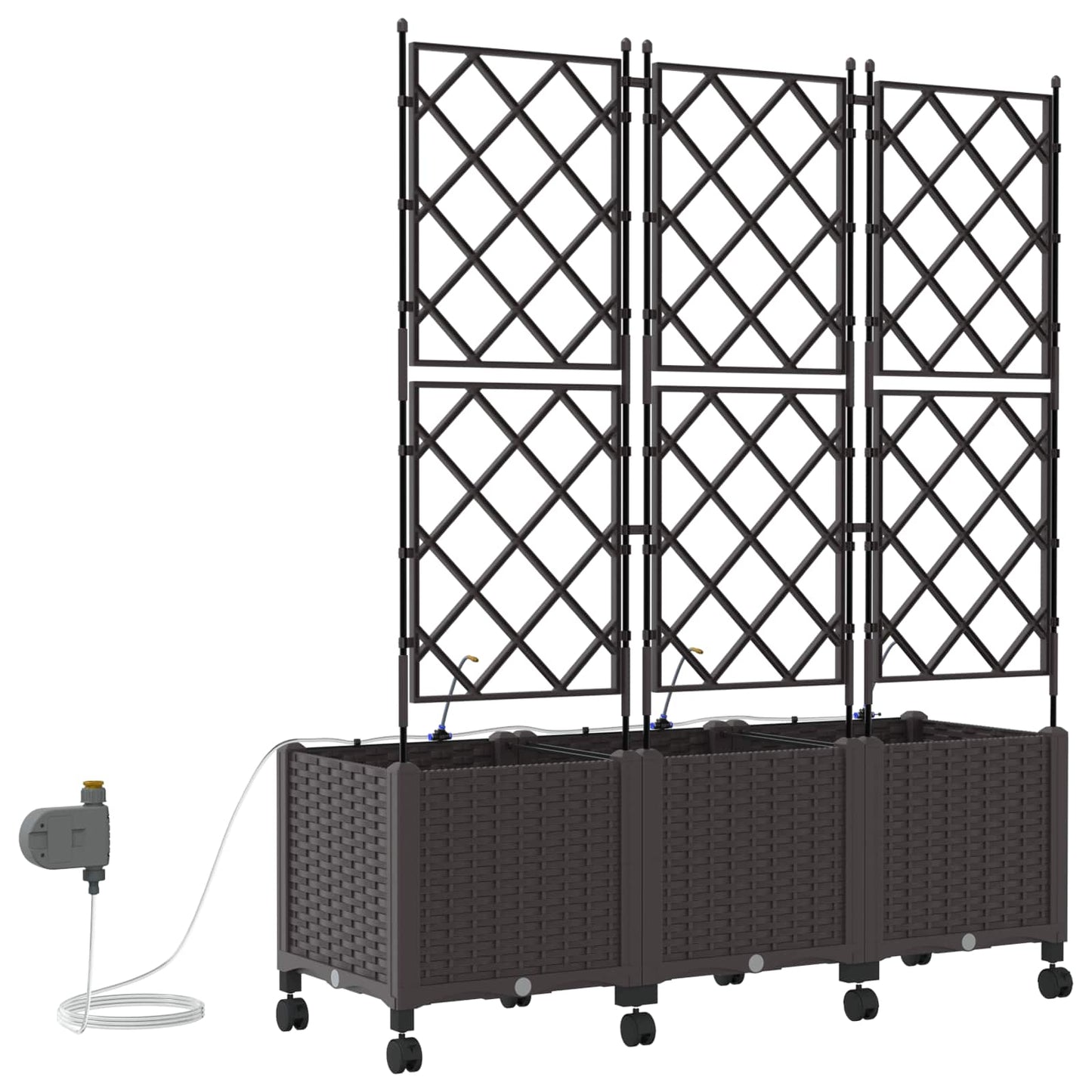Tuin Pot met Irrigatie en Wielen 3 st Bruin 120 x 40 x 148 cm is nu te koop bij PeponiXL, paradijselijk wonen!