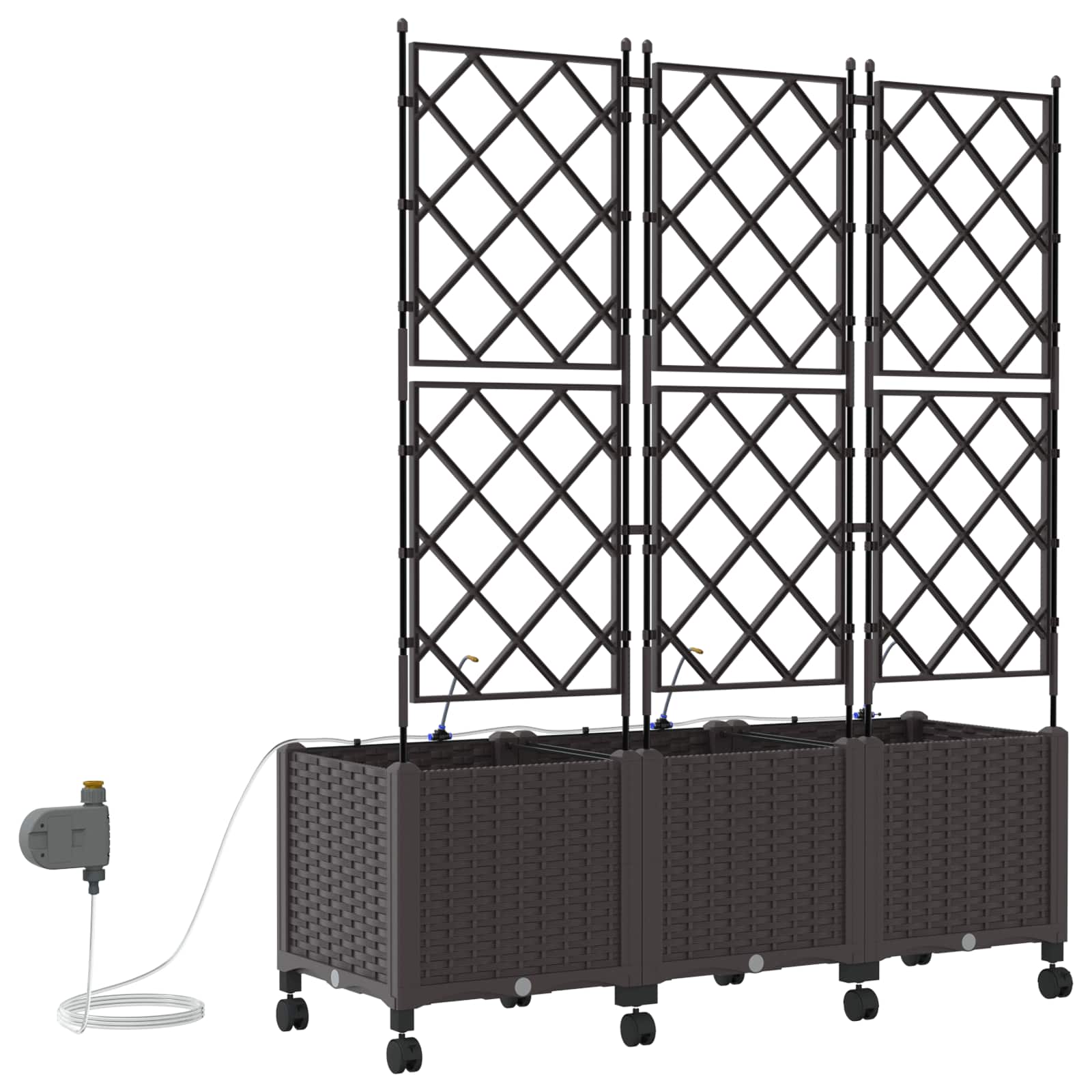 Tuin Pot met Irrigatie en Wielen 3 st Bruin 120 x 40 x 148 cm is nu te koop bij PeponiXL, paradijselijk wonen!