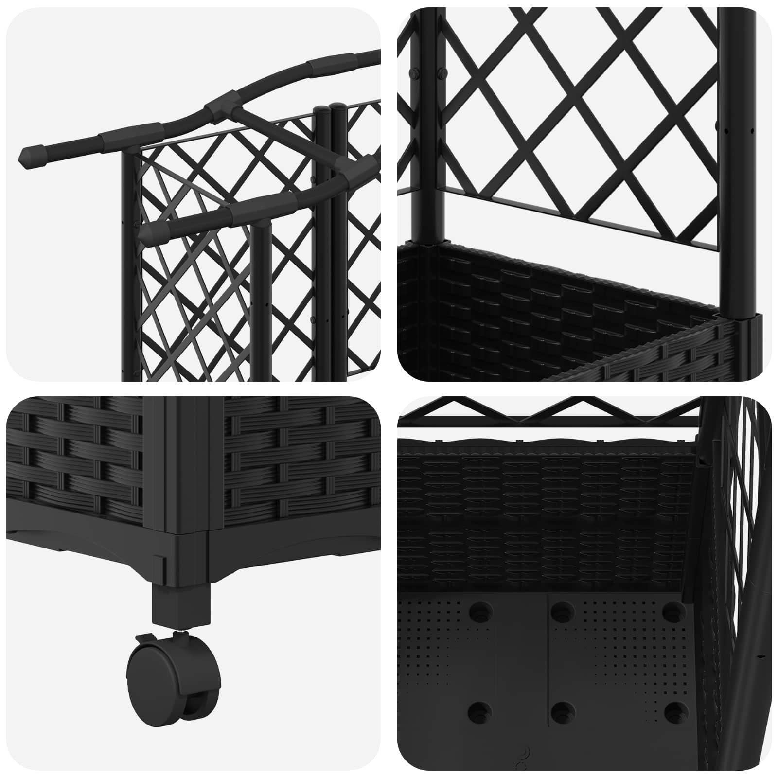 Verhoogd Bed met Trellis en Dak Zwart 163 x 40 x 144 cm PP is nu te koop bij PeponiXL, paradijselijk wonen!