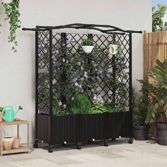 Verhoogd Bed met Trellis en Dak Zwart 163 x 40 x 144 cm PP is nu te koop bij PeponiXL, paradijselijk wonen!