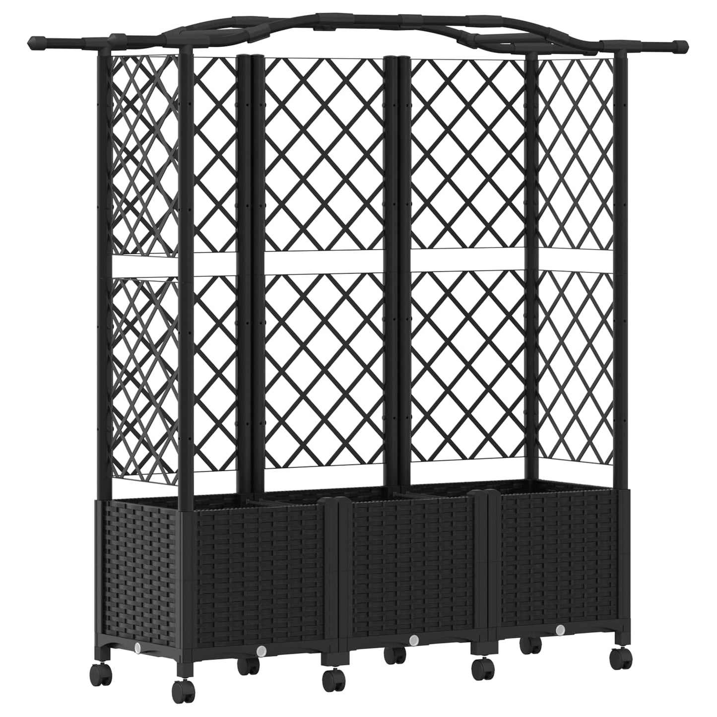 Verhoogd Bed met Trellis en Dak Zwart 163 x 40 x 144 cm PP is nu te koop bij PeponiXL, paradijselijk wonen!