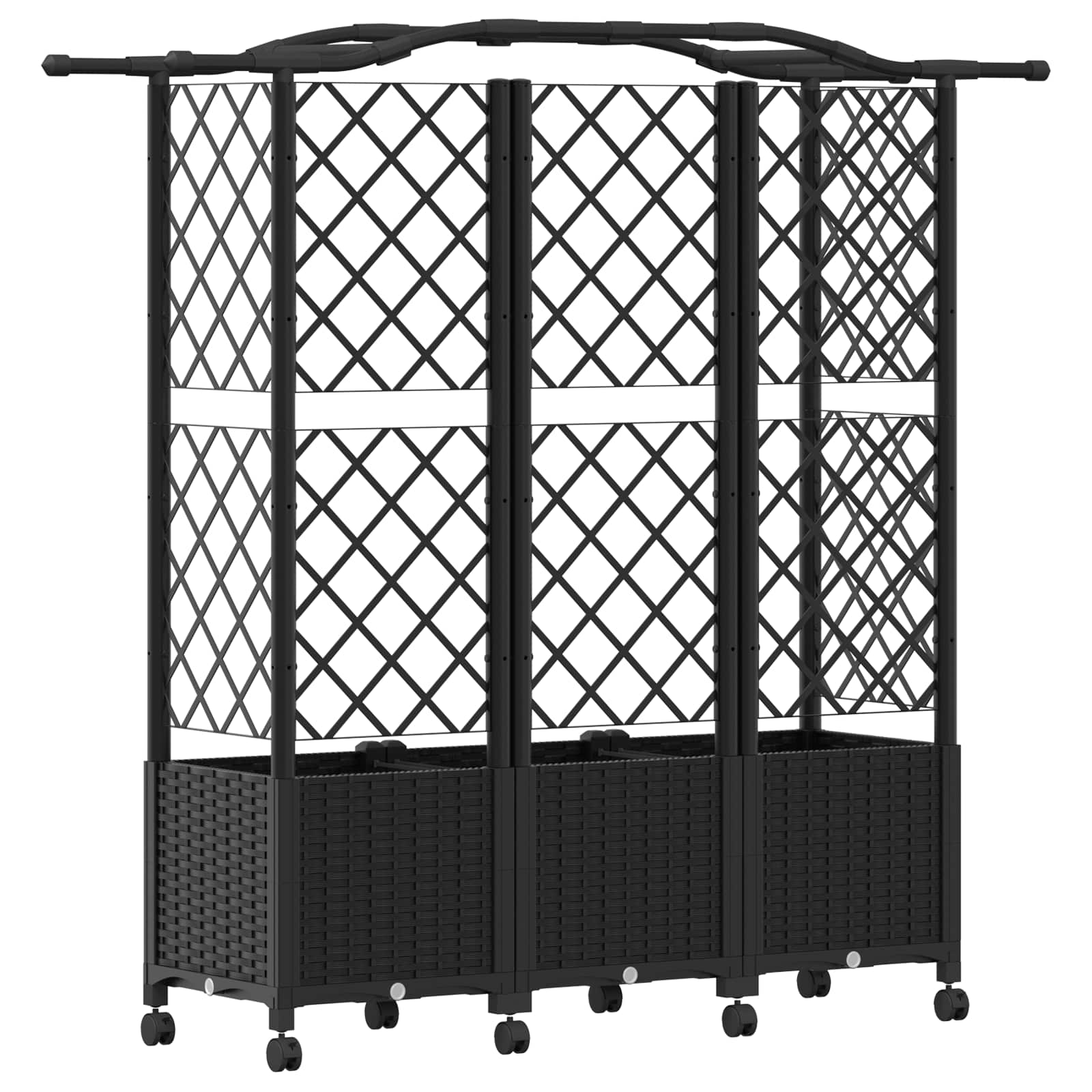 Verhoogd Bed met Trellis en Dak Zwart 163 x 40 x 144 cm PP is nu te koop bij PeponiXL, paradijselijk wonen!
