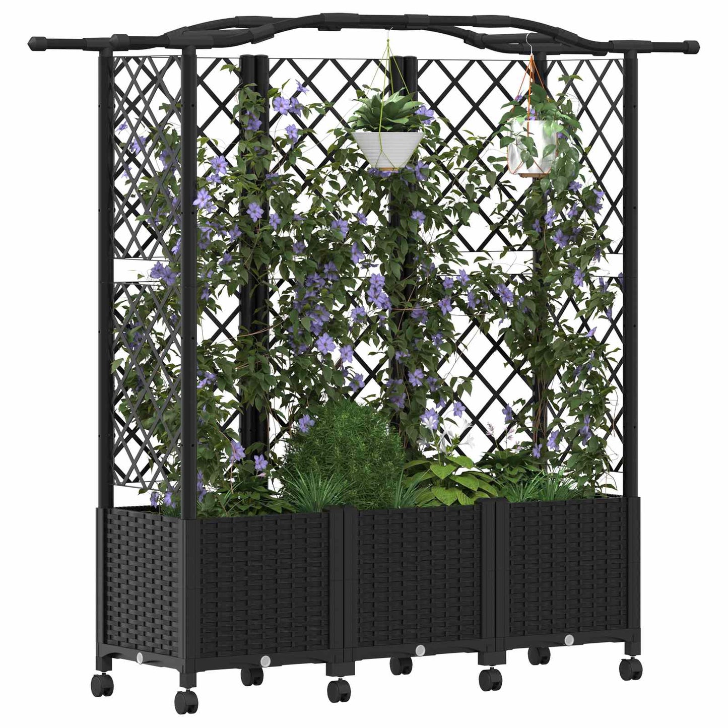 Verhoogd Bed met Trellis en Dak Zwart 163 x 40 x 144 cm PP is nu te koop bij PeponiXL, paradijselijk wonen!
