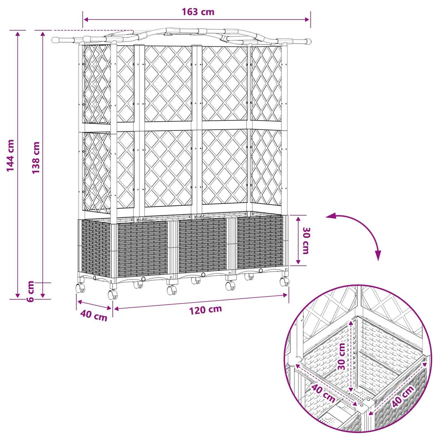 Verhoogd Bed met Trellis en Dak Zwart 163 x 40 x 144 cm PP is nu te koop bij PeponiXL, paradijselijk wonen!