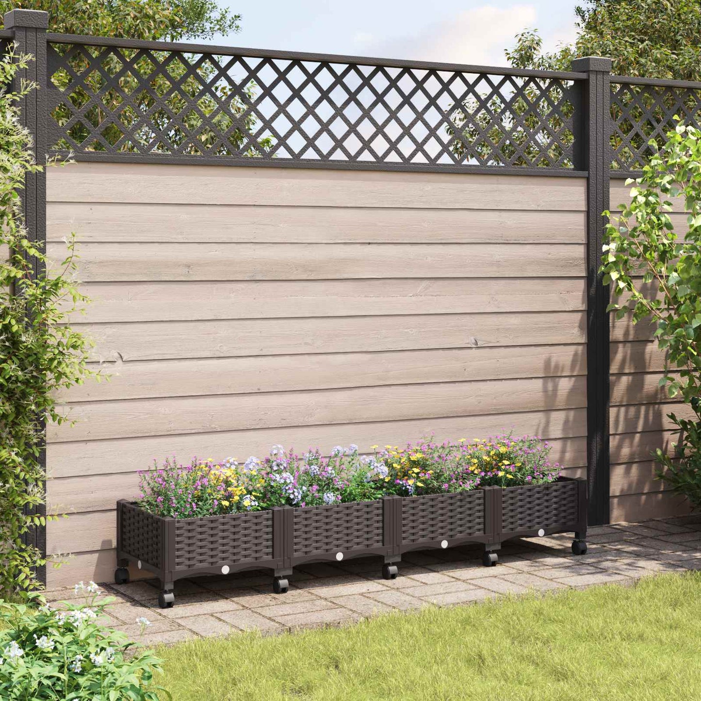 Tuinschaal met wielen Bruin 160 x 40 x 29 cm PP is nu te koop bij PeponiXL, paradijselijk wonen!