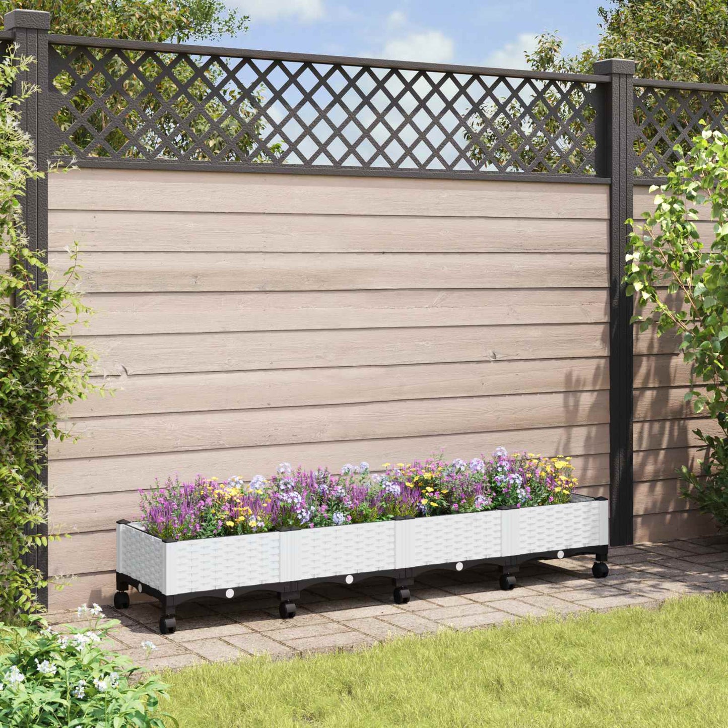 Tuinschaal met wielen Wit 160 x 40 x 33 cm PP is nu te koop bij PeponiXL, paradijselijk wonen!