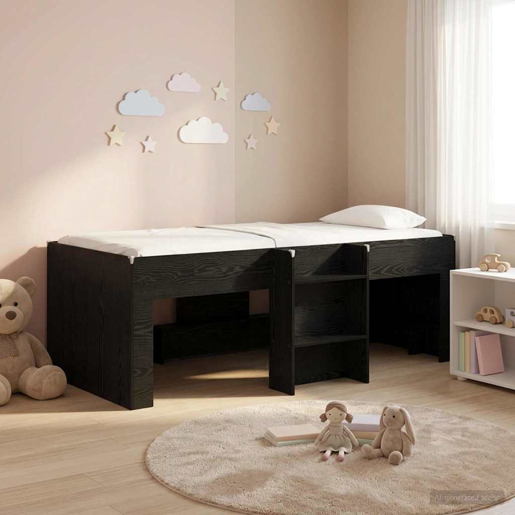Kinder Hoogslaper Zwart eiken 80 x 200 cm Bewerkt hout is nu te koop bij PeponiXL, paradijselijk wonen!