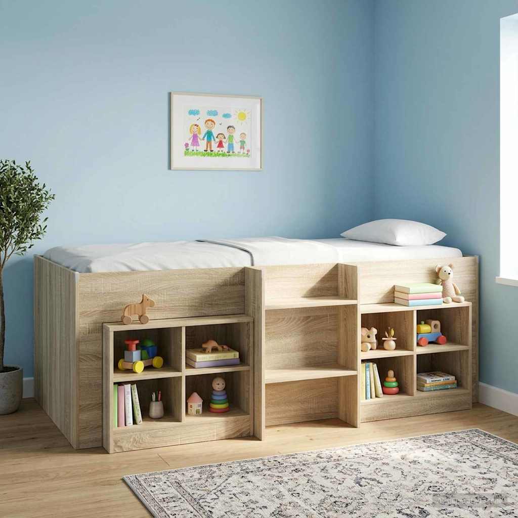 Kinder Hoogslaper Sonoma Eiken 80 x 200 cm Bewerkt hout is nu te koop bij PeponiXL, paradijselijk wonen!
