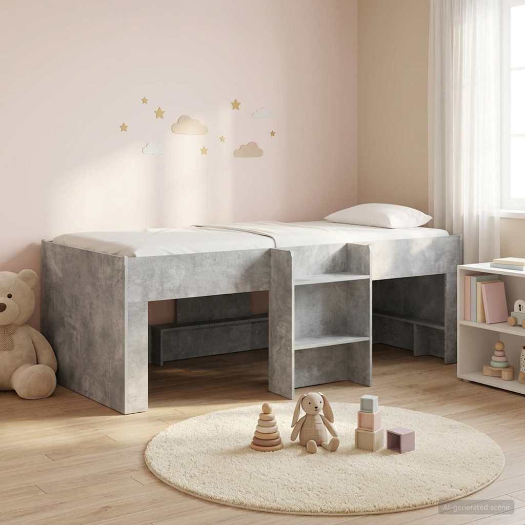 Kinder Hoogslaper Betongrijs 80 x 200 cm Bewerkt hout is nu te koop bij PeponiXL, paradijselijk wonen!