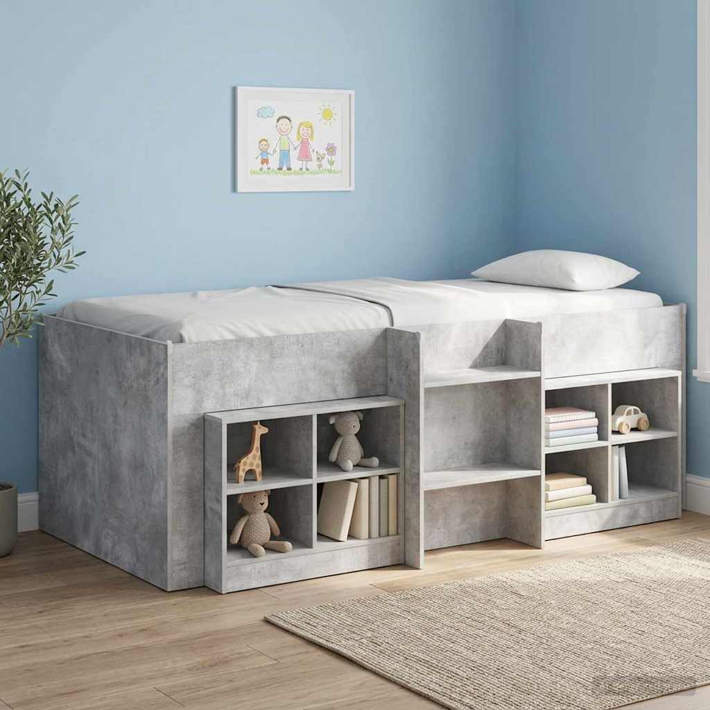 Kinder Hoogslaper Betongrijs 80 x 200 cm Bewerkt hout is nu te koop bij PeponiXL, paradijselijk wonen!