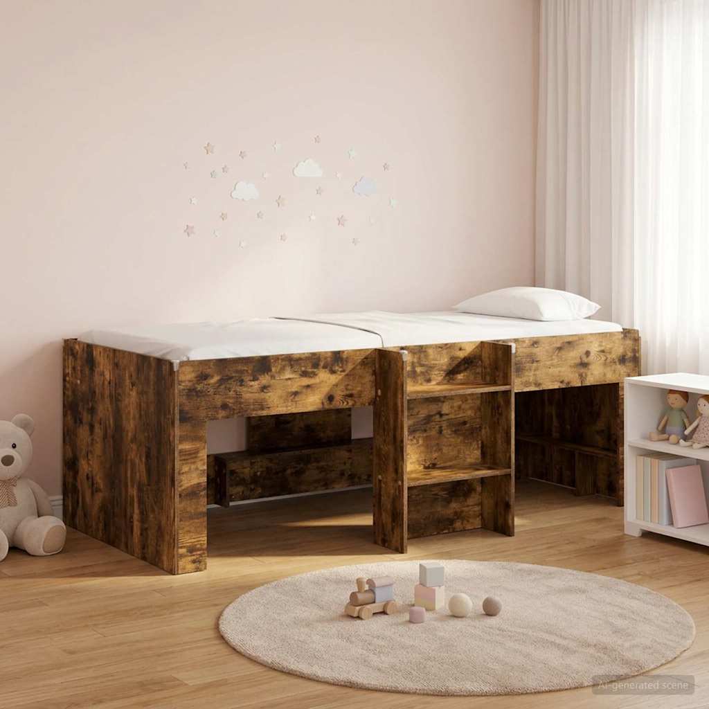 Kinder Hoogslaper Gerookt eiken 80 x 200 cm Bewerkt hout is nu te koop bij PeponiXL, paradijselijk wonen!