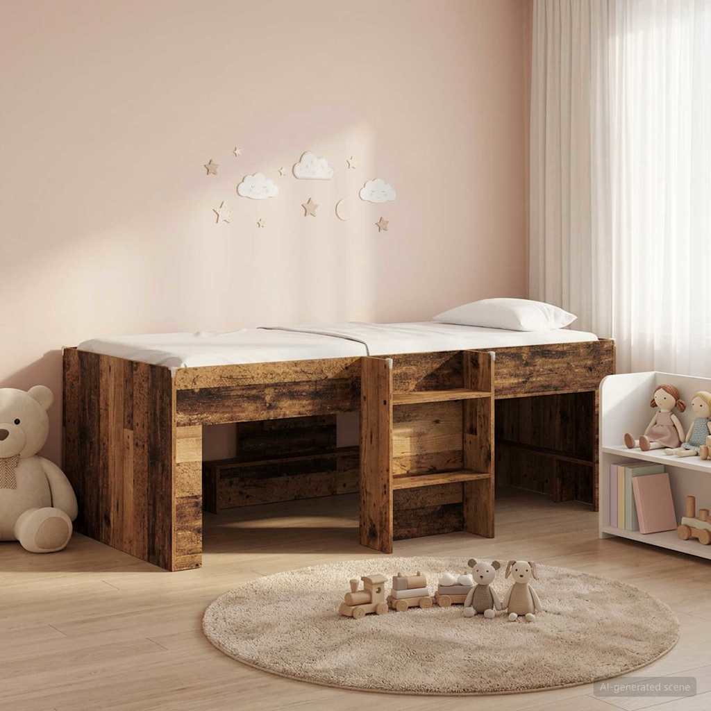 Kinder Hoogslaper Oud hout 80 x 200 cm Bewerkt hout is nu te koop bij PeponiXL, paradijselijk wonen!