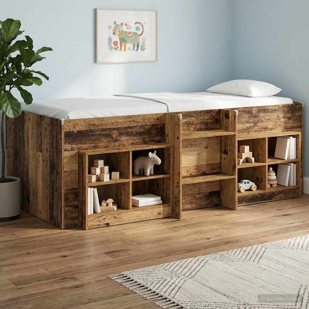 Kinder Hoogslaper Oud hout 80 x 200 cm Bewerkt hout is nu te koop bij PeponiXL, paradijselijk wonen!