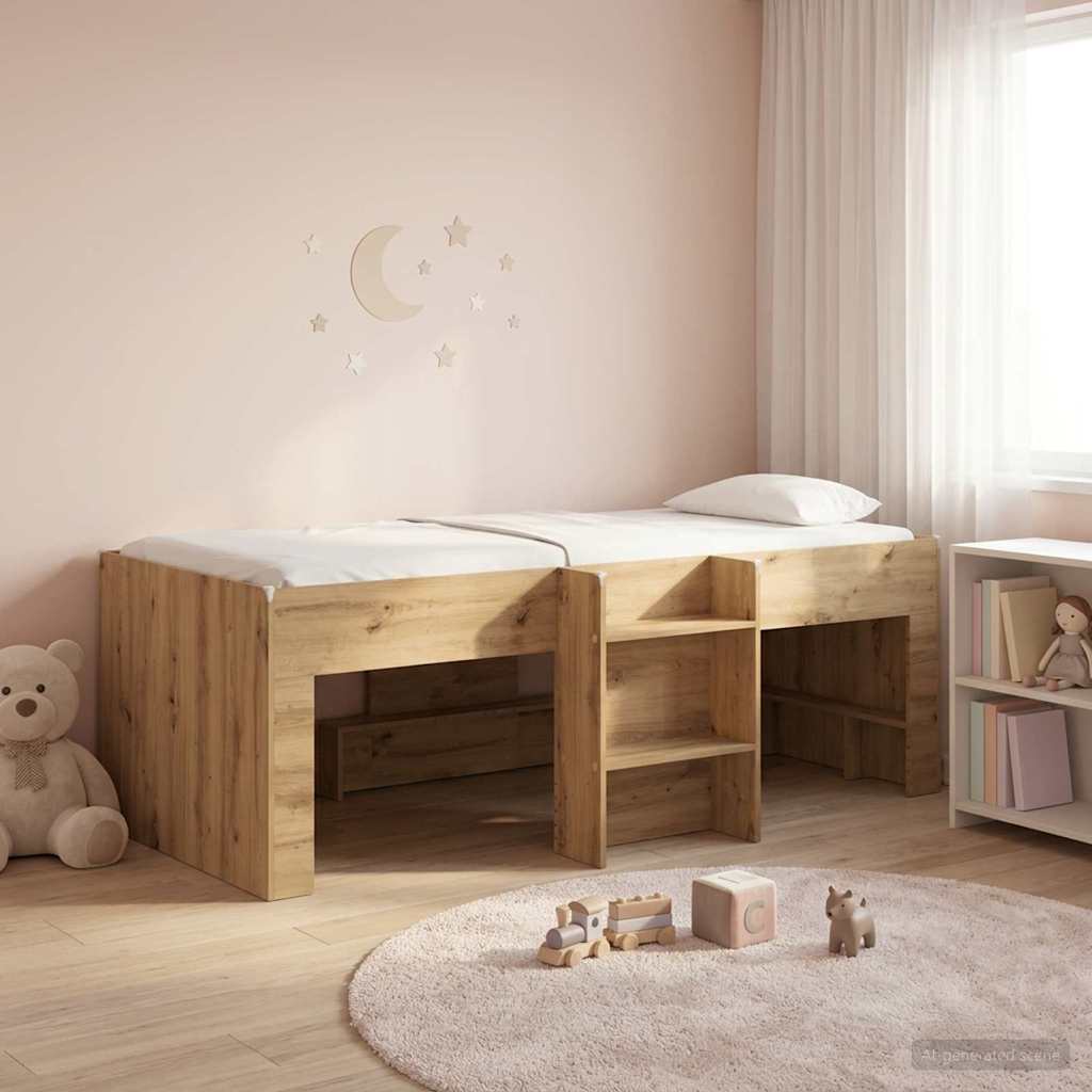 Kinder Hoogslaper Artisanaal eiken 80 x 200 cm Bewerkt hout is nu te koop bij PeponiXL, paradijselijk wonen!