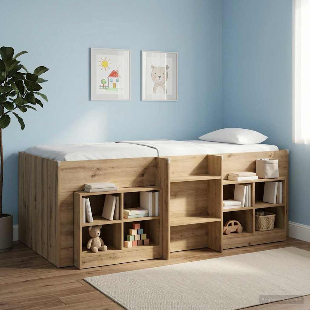 Kinder Hoogslaper Artisanaal eiken 80 x 200 cm Bewerkt hout is nu te koop bij PeponiXL, paradijselijk wonen!