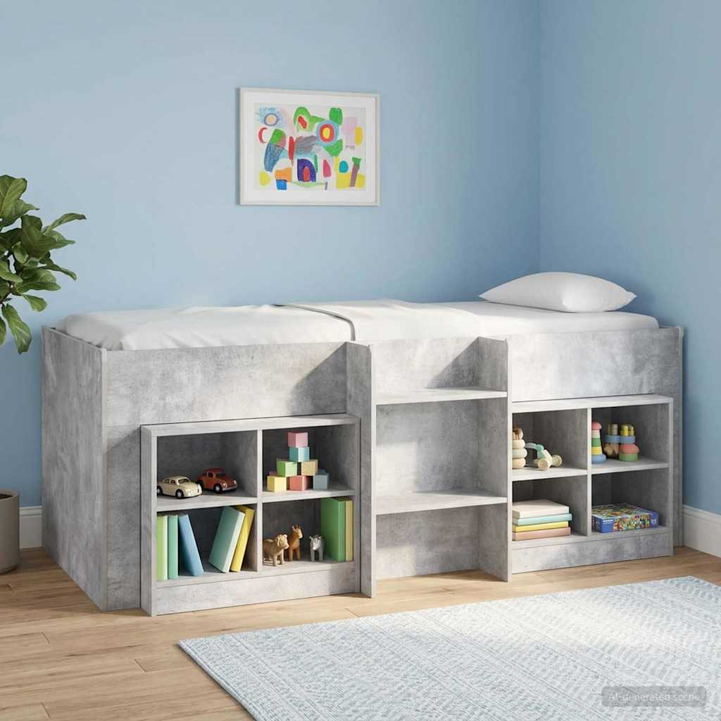 Kinder Hoogslaper Betongrijs 90 x 200 cm Bewerkt hout is nu te koop bij PeponiXL, paradijselijk wonen!