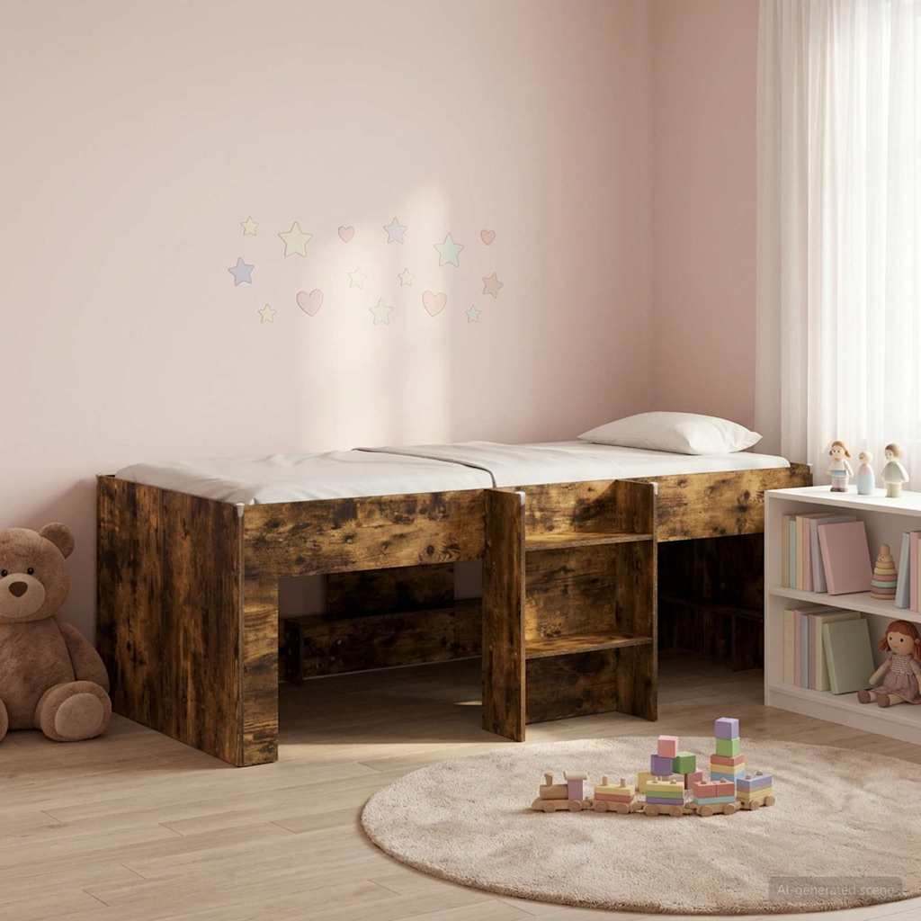 Kinder Hoogslaper Gerookt eiken 90 x 200 cm Bewerkt hout is nu te koop bij PeponiXL, paradijselijk wonen!