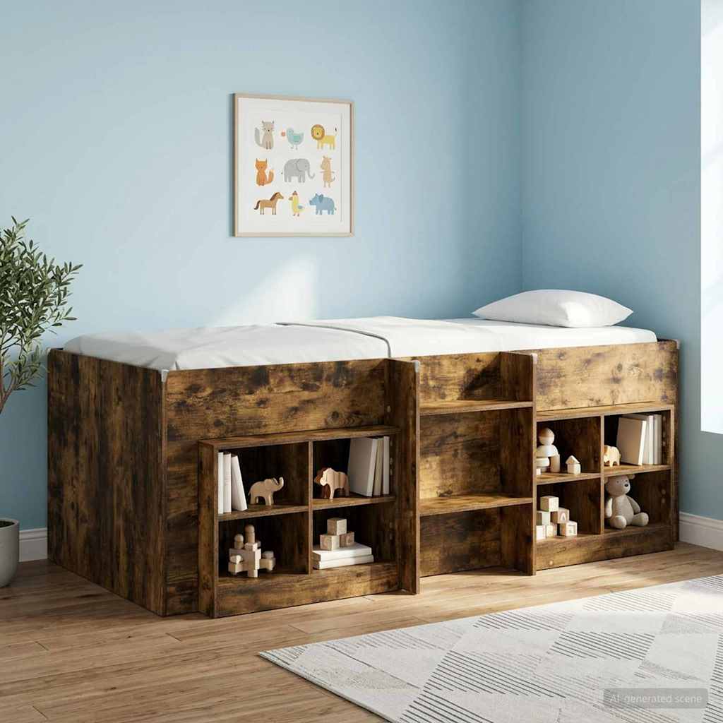 Kinder Hoogslaper Gerookt eiken 90 x 200 cm Bewerkt hout is nu te koop bij PeponiXL, paradijselijk wonen!