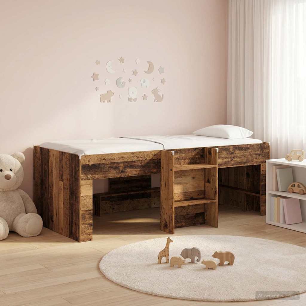 Kinder Hoogslaper Oud hout 90 x 200 cm Bewerkt hout is nu te koop bij PeponiXL, paradijselijk wonen!