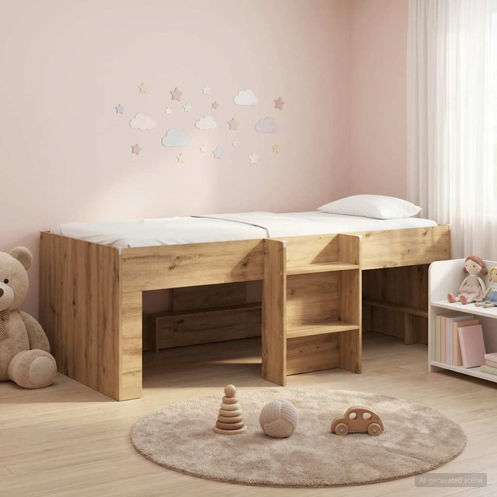 Kinder Hoogslaper Artisanaal eiken 90 x 200 cm Bewerkt hout is nu te koop bij PeponiXL, paradijselijk wonen!