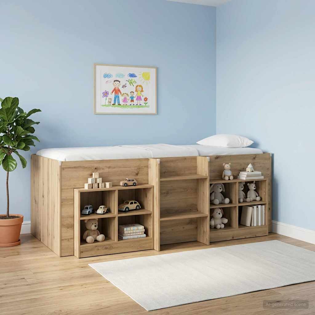 Kinder Hoogslaper Artisanaal eiken 90 x 200 cm Bewerkt hout is nu te koop bij PeponiXL, paradijselijk wonen!