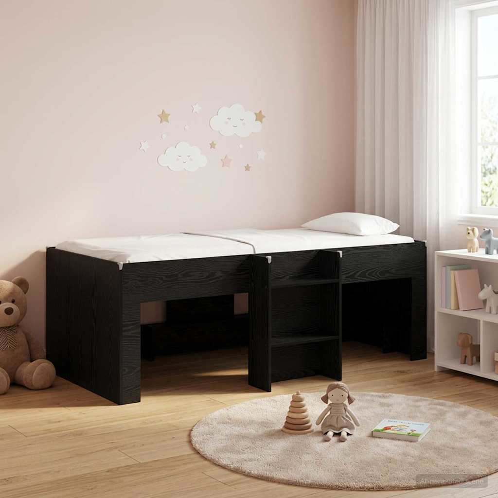 Kinder Hoogslaper Zwart eiken 98.5 x 200 cm Bewerkt hout is nu te koop bij PeponiXL, paradijselijk wonen!