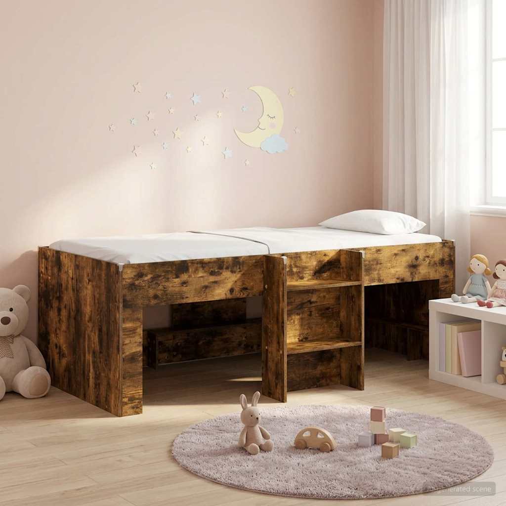 Kinder Hoogslaper Gerookt eiken 98.5 x 200 cm Bewerkt hout is nu te koop bij PeponiXL, paradijselijk wonen!