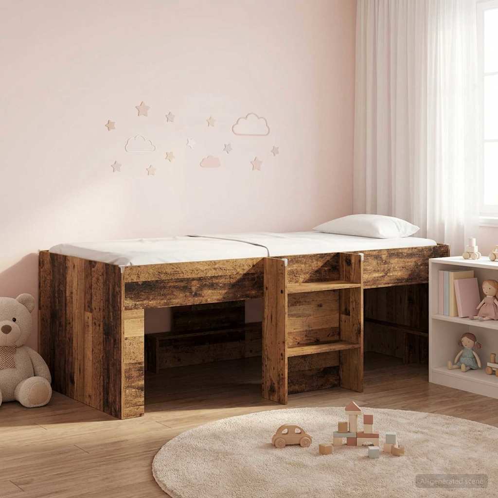 Kinder Hoogslaper Oud hout 98.5 x 200 cm Bewerkt hout is nu te koop bij PeponiXL, paradijselijk wonen!