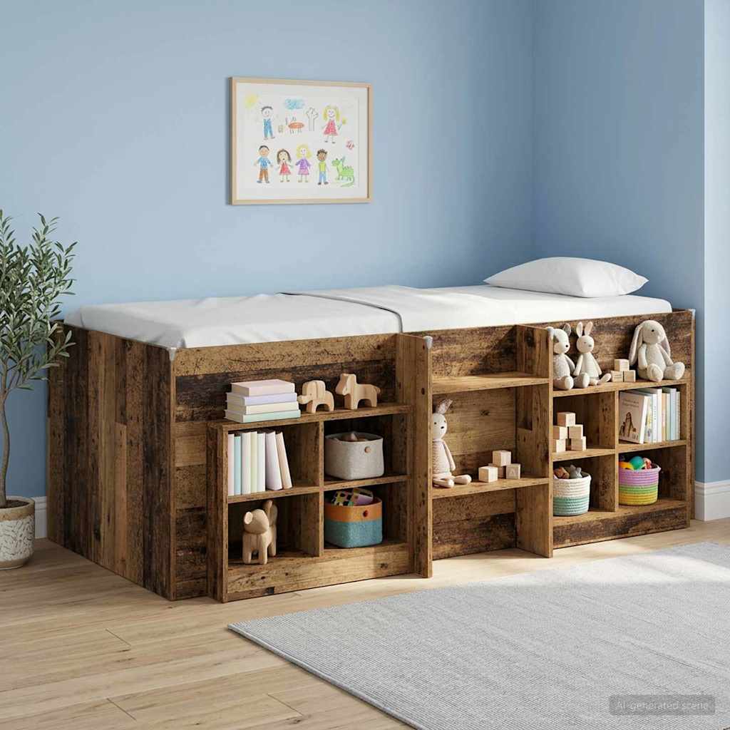 Kinder Hoogslaper Oud hout 98.5 x 200 cm Bewerkt hout is nu te koop bij PeponiXL, paradijselijk wonen!
