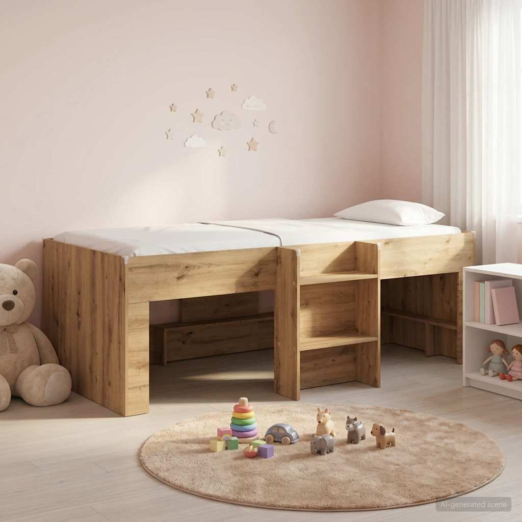Kinder Hoogslaper Artisanaal eiken 98.5 x 200 cm Bewerkt hout is nu te koop bij PeponiXL, paradijselijk wonen!