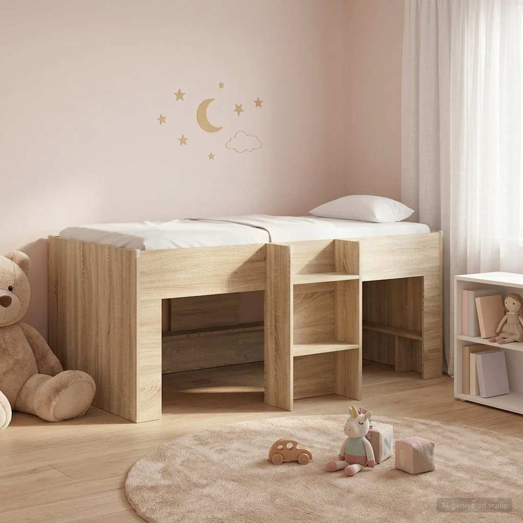 Kinder Hoogslaper Sonoma Eiken 80 x 160 cm Bewerkt hout is nu te koop bij PeponiXL, paradijselijk wonen!