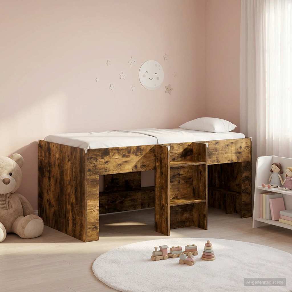 Kinder Hoogslaper Gerookt eiken 80 x 160 cm Bewerkt hout is nu te koop bij PeponiXL, paradijselijk wonen!