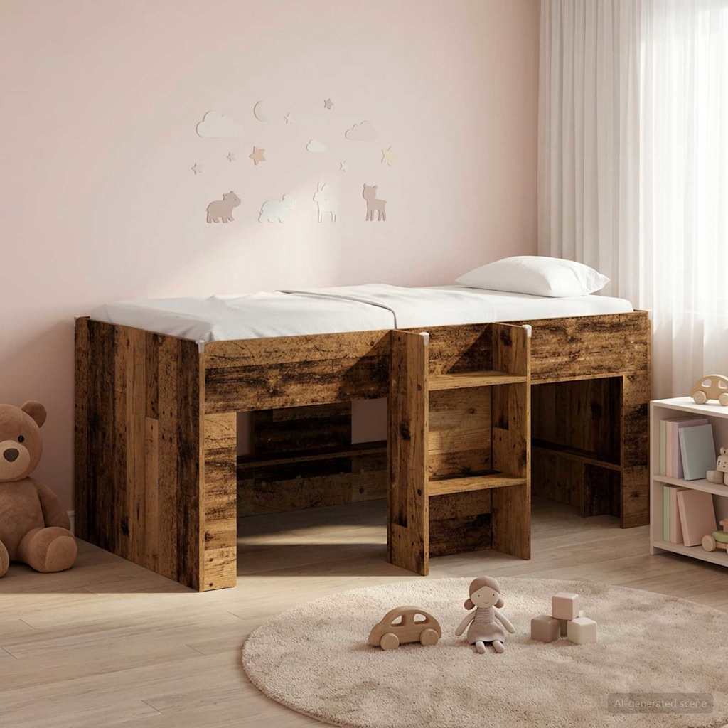 Kinder Hoogslaper Oud hout 80 x 160 cm Bewerkt hout is nu te koop bij PeponiXL, paradijselijk wonen!