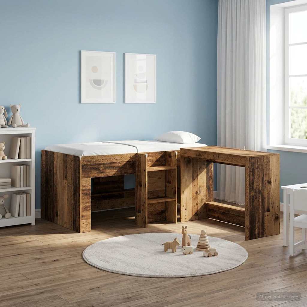 Kinder Hoogslaper Oud hout 80 x 160 cm Bewerkt hout is nu te koop bij PeponiXL, paradijselijk wonen!