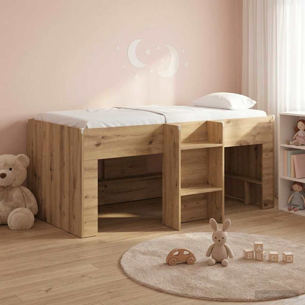Kinder Hoogslaper Artisanaal eiken 80 x 160 cm Bewerkt hout is nu te koop bij PeponiXL, paradijselijk wonen!