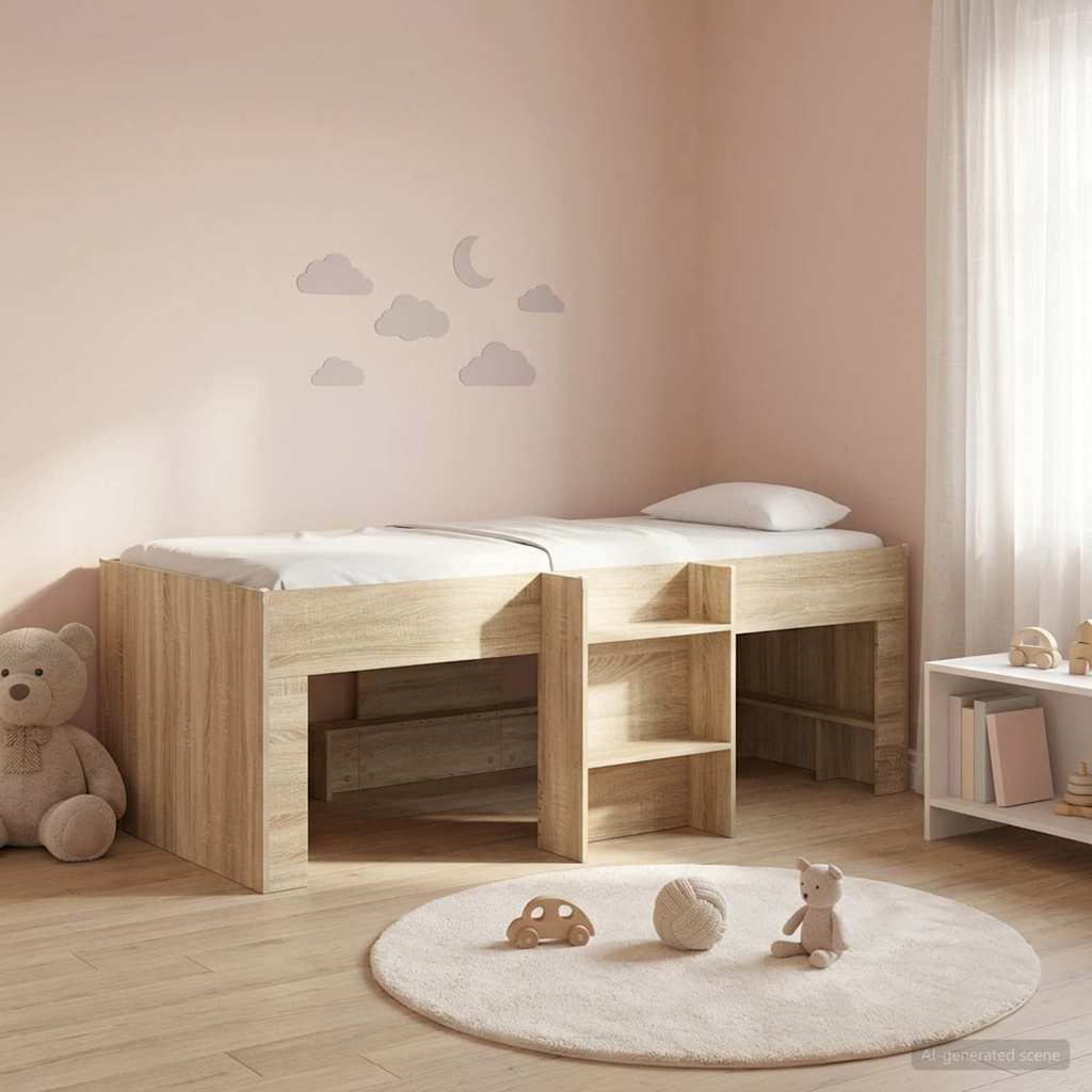 Kinder Hoogslaper Sonoma Eiken 90 x 190 cm Bewerkt hout is nu te koop bij PeponiXL, paradijselijk wonen!