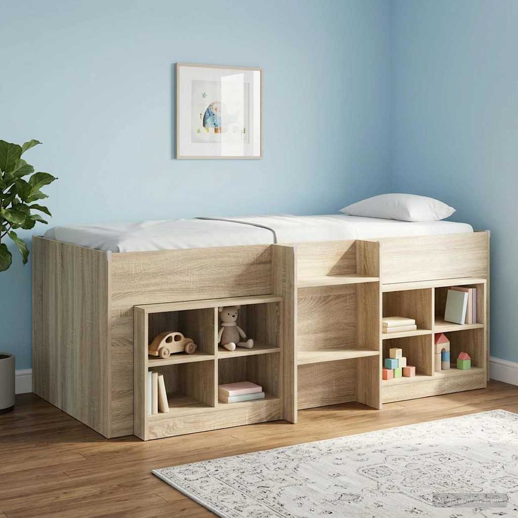 Kinder Hoogslaper Sonoma Eiken 90 x 190 cm Bewerkt hout is nu te koop bij PeponiXL, paradijselijk wonen!