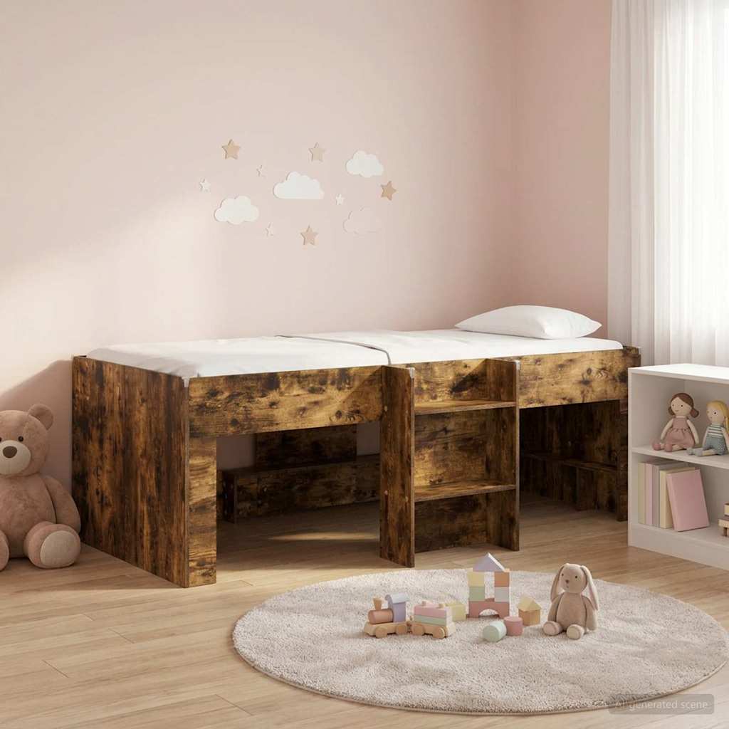 Kinder Hoogslaper Gerookt eiken 90 x 190 cm Bewerkt hout is nu te koop bij PeponiXL, paradijselijk wonen!