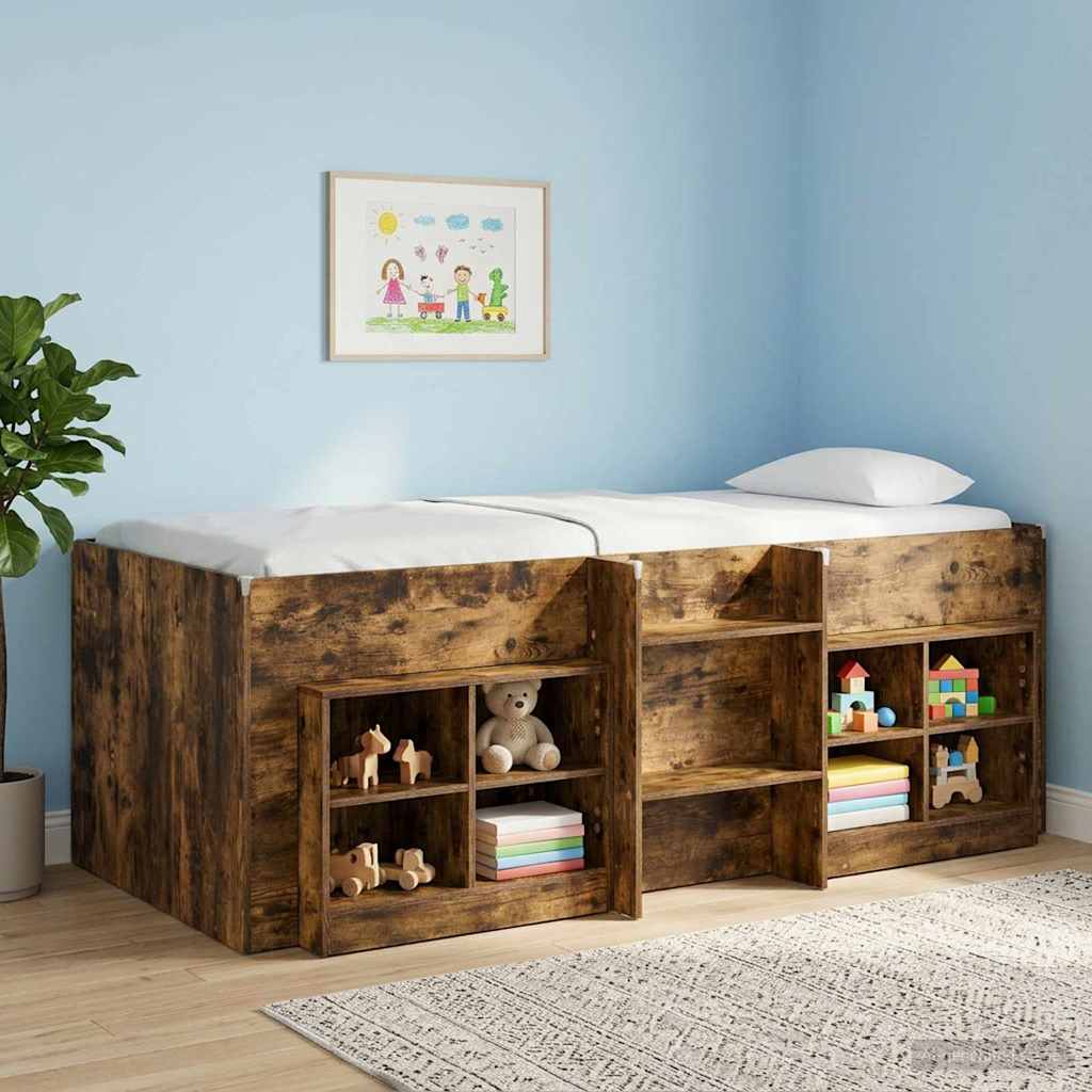 Kinder Hoogslaper Gerookt eiken 90 x 190 cm Bewerkt hout is nu te koop bij PeponiXL, paradijselijk wonen!