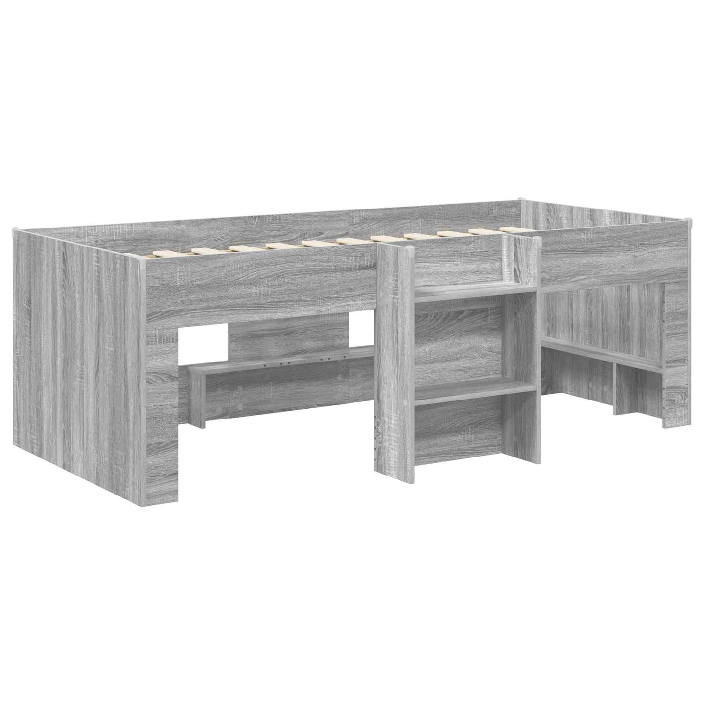 Kinder Hoogslaper Grijs Sonoma 90 x 190 cm Bewerkt hout is nu te koop bij PeponiXL, paradijselijk wonen!