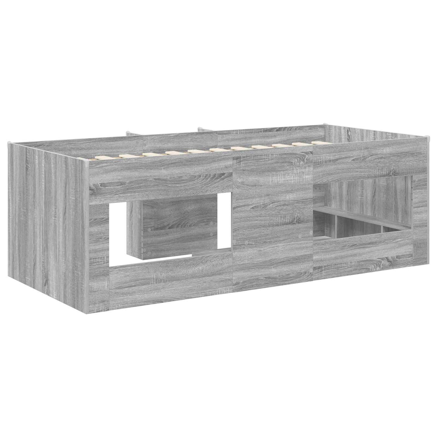 Kinder Hoogslaper Grijs Sonoma 90 x 190 cm Bewerkt hout is nu te koop bij PeponiXL, paradijselijk wonen!