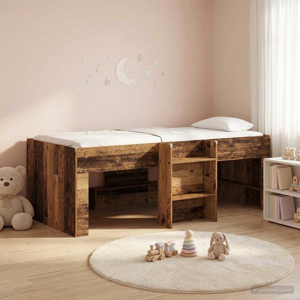 Kinder Hoogslaper Oud hout 90 x 190 cm Bewerkt hout is nu te koop bij PeponiXL, paradijselijk wonen!